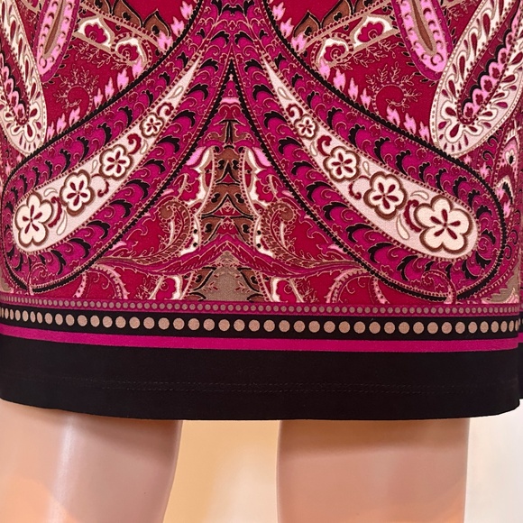 LOFT Paisley Shift Dress Burgundy Pink Size 4 | 3/4 Sleeve - Picture 5 of 8